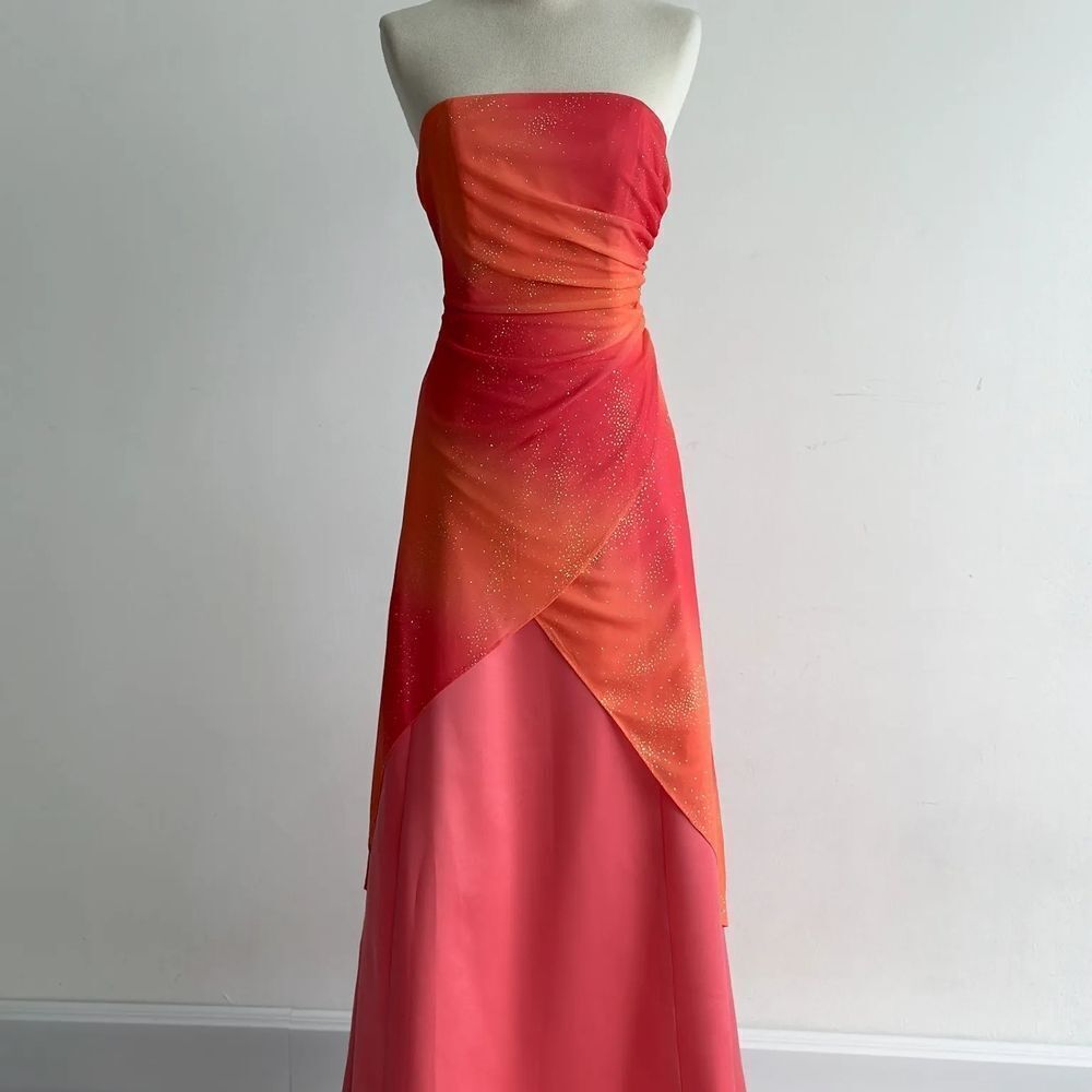 Mac Duggal Vintage Ombre Orange Strapless Dress